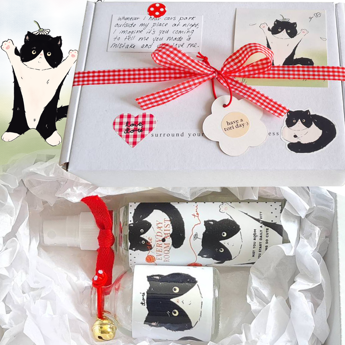 [ Giftset ] JUJU CAT White box Giftset 🐈‍⬛ Diffuser x Room spray เซ็ทของขวัญน้องแงวจอมซน  💓