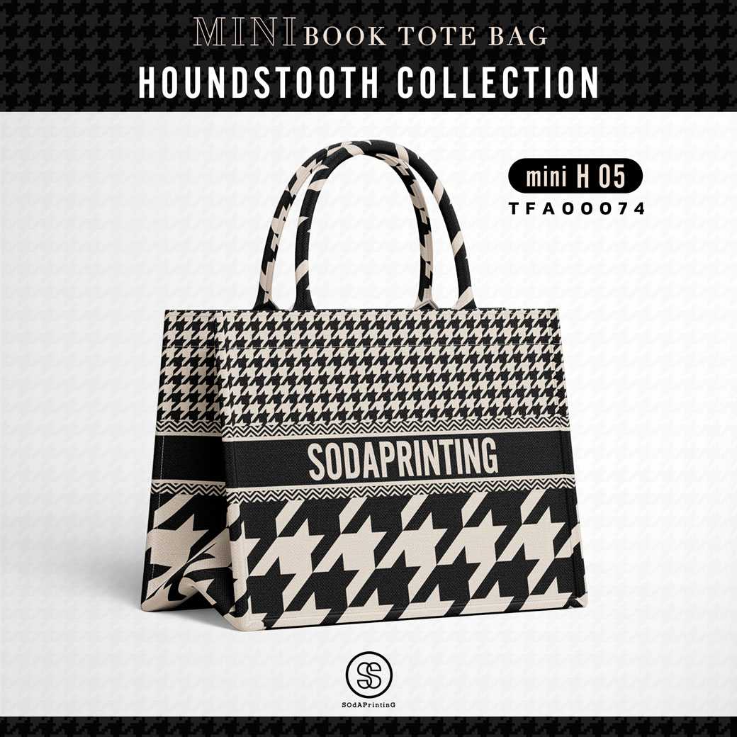 Mini Book tote bag HOUNDSTOOTH COLLECTION รหัส TFA00074 #ใส่ชื่อได้ #SOdAbag