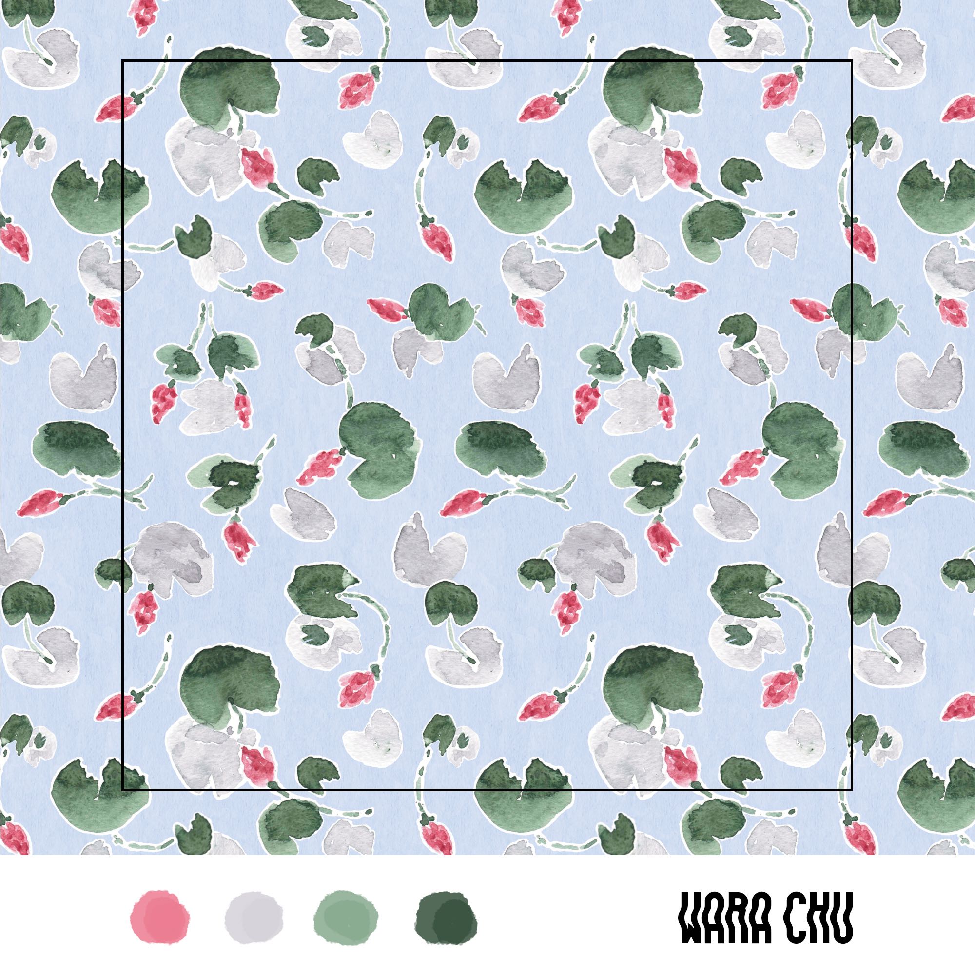 0001 ลายสระบัว no.1  ไฟล์ลายผ้า ลายต่อเนื่อง repeat pattern