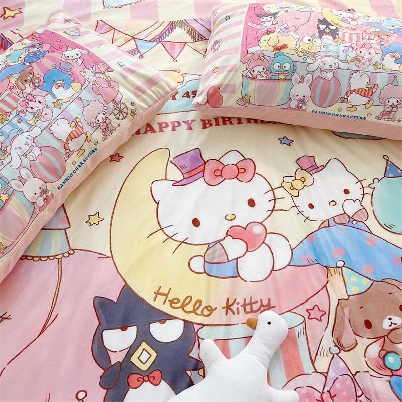 - PREORDER - ชุดผ้าปูที่นอนลายการ์ตูน Sanrio ผ้ากำมะหยี่ ( มีขนาด 3.5-6 ฟุต )