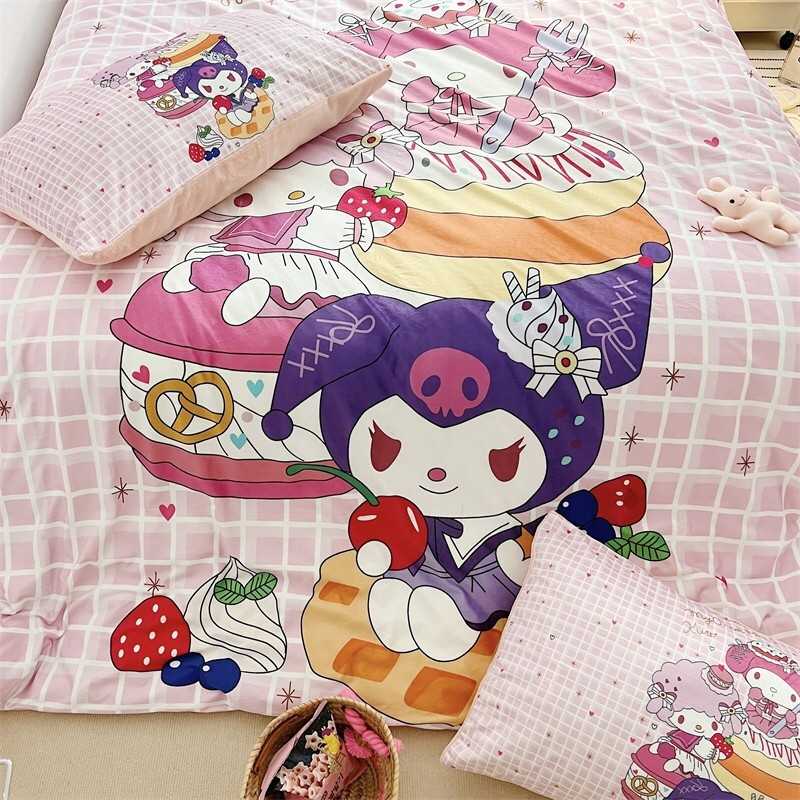 - PREORDER - ชุดผ้าปูที่นอนลายการ์ตูน  Kuromi   ผ้ากำมะหยี่ ( มีขนาด 3.5-6 ฟุต )