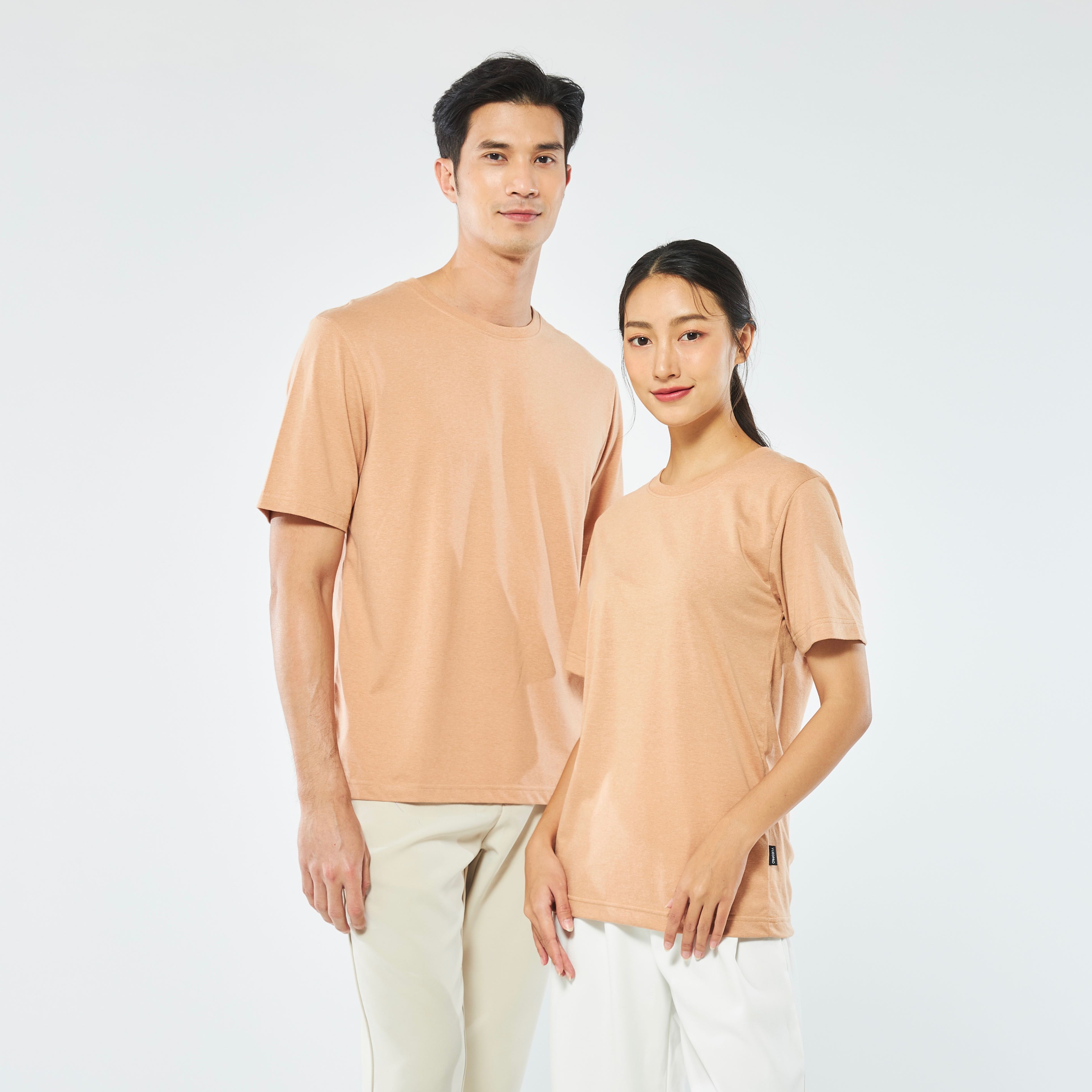 Yuedpao ไม่ย้วย ไม่ต้องรีด รุ่น Ultra Soft Non-Iron  คอกลม_สี Macchiato