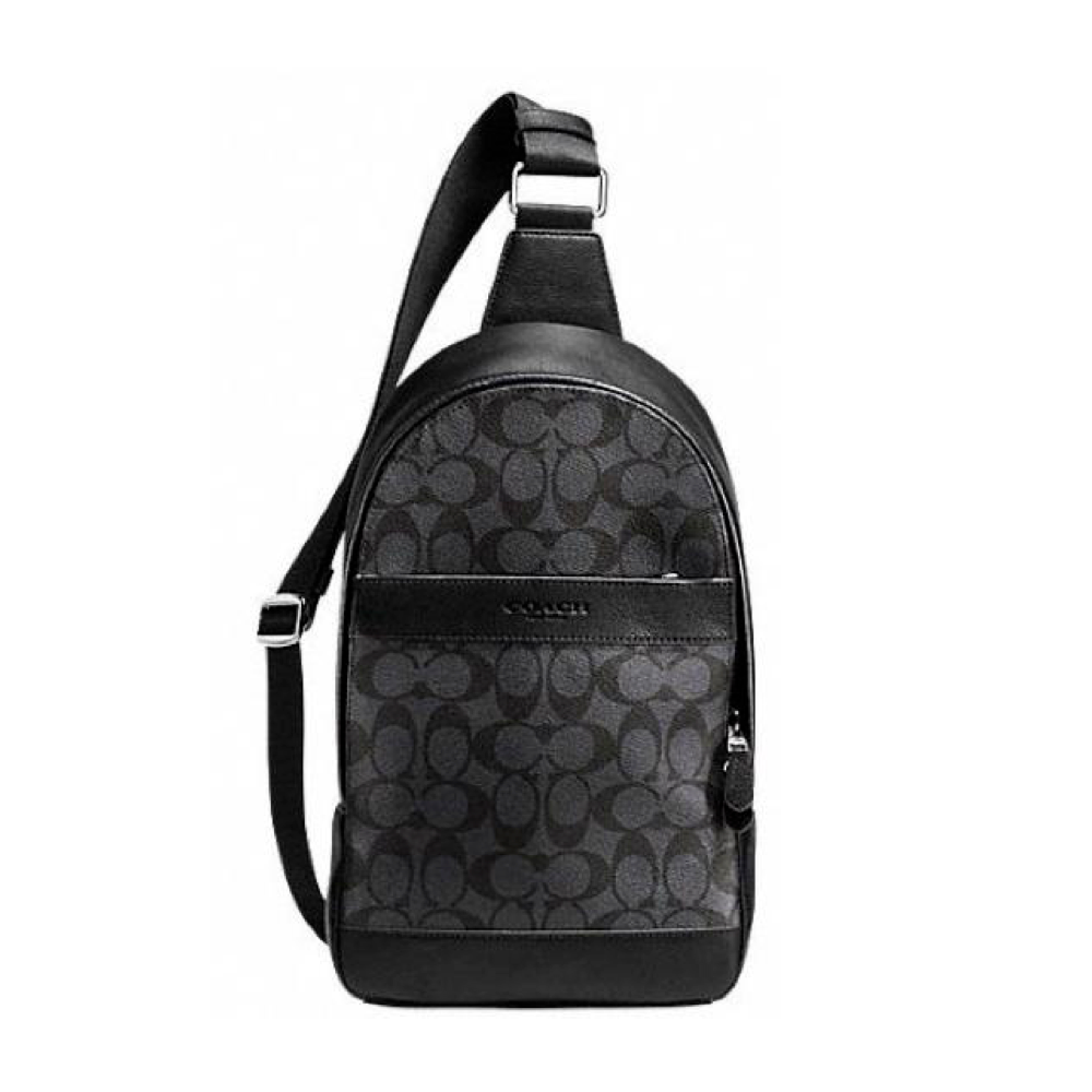 COACH แท้ COACH 54787 CAMPUS PACK IN SIGNATURE COATED CANVAS AND LEATHER Black
