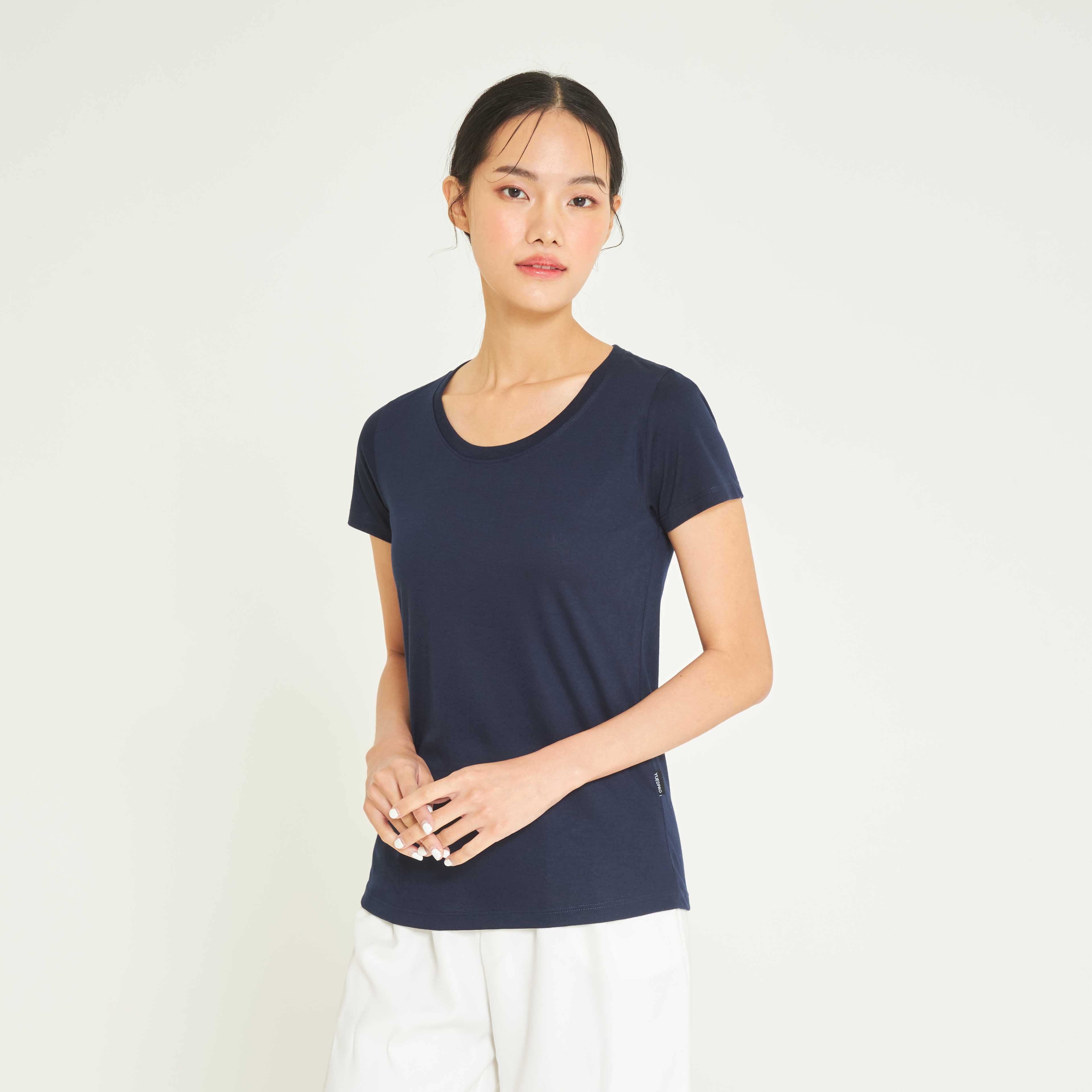 Yuedpao เสื้อยืดผู้หญิงคอกลม Women_คอกลม_สีกรมท่า