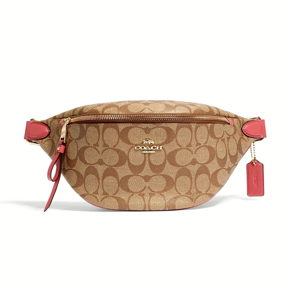 COACH แท้ COACH 48740 BELT BAG IN SIGNATURE CANVAS Poppy