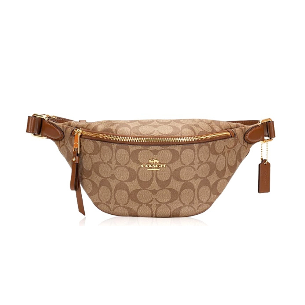 COACH แท้ COACH 48740 BELT BAG IN SIGNATURE CANVAS Saddle
