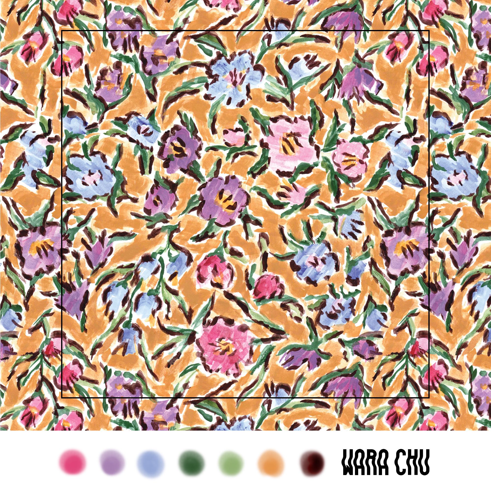 0009 ลายboho flower ไฟล์ลายผ้า ลายต่อเนื่อง repeat pattern