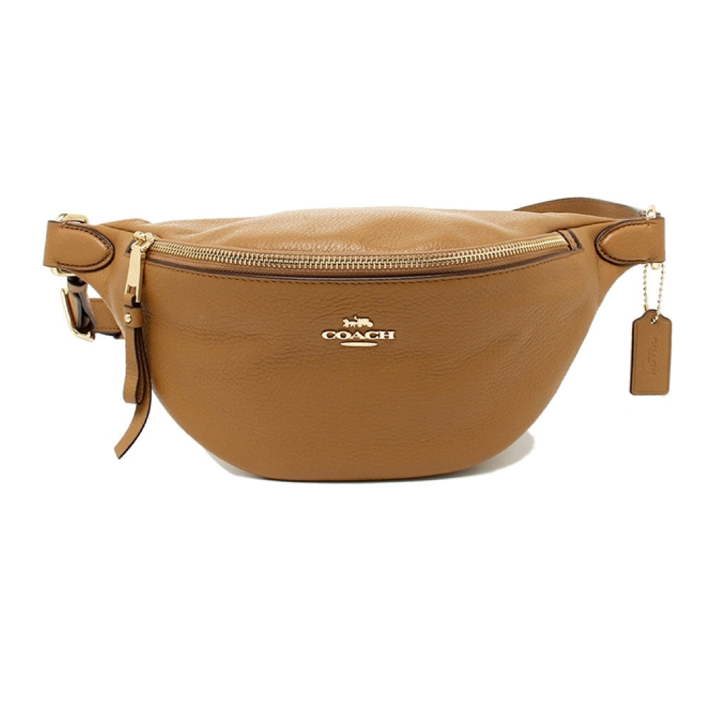 COACH แท้ COACH 48738 BELT BAG IN REFINED PEBBLE LEATHER Saddle