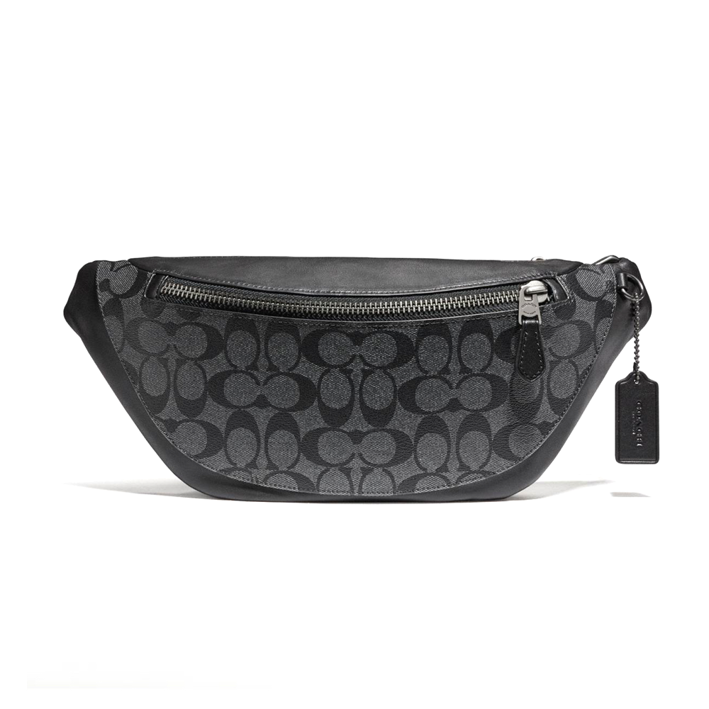 COACH แท้ COACH 78777 WARREN BELT BAG IN SIGNATURE CANVAS Charcoal Black