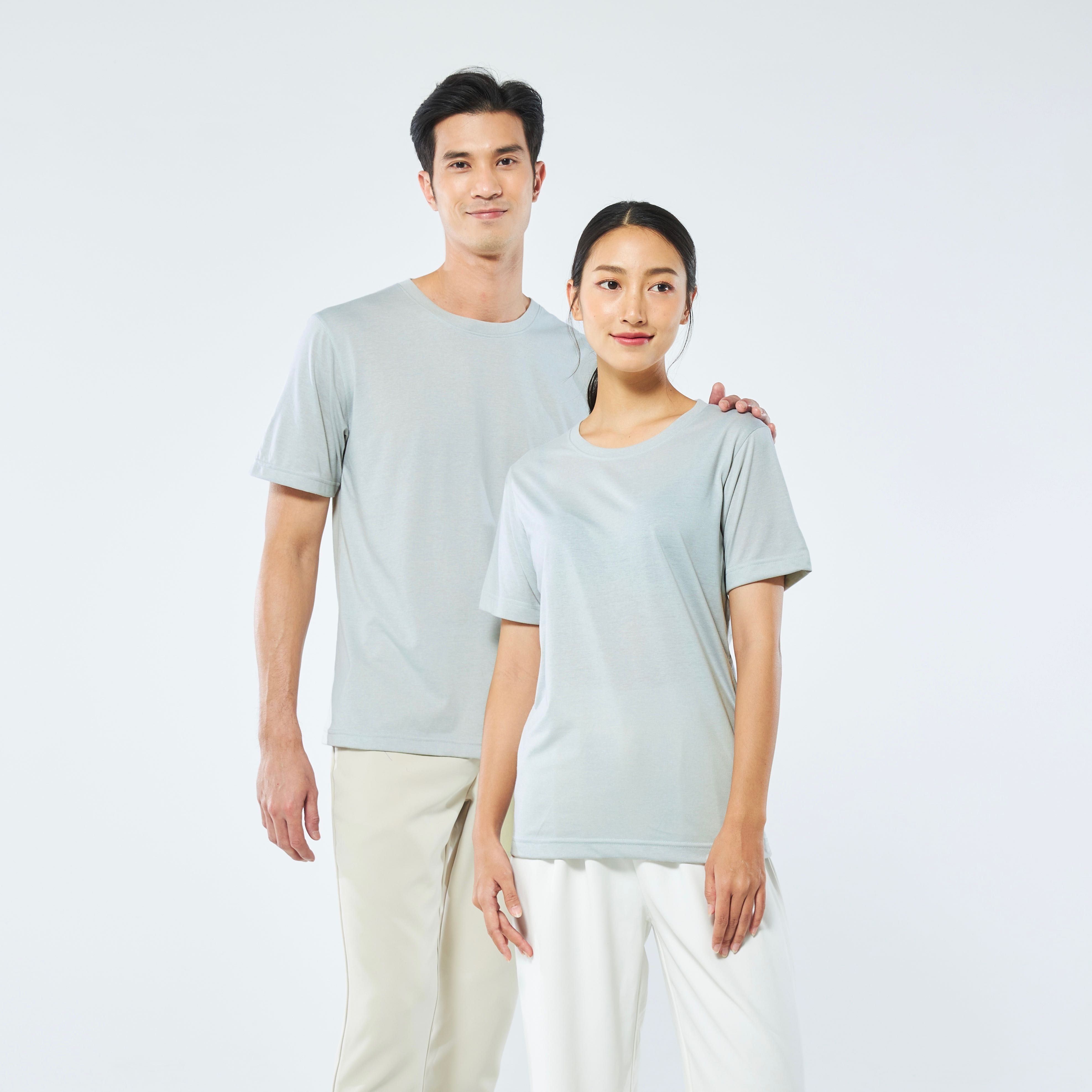 Yuedpao ไม่ย้วย ไม่ต้องรีด รุ่น Ultra Soft Non-Iron  คอกลม_สี Blue Lagoon