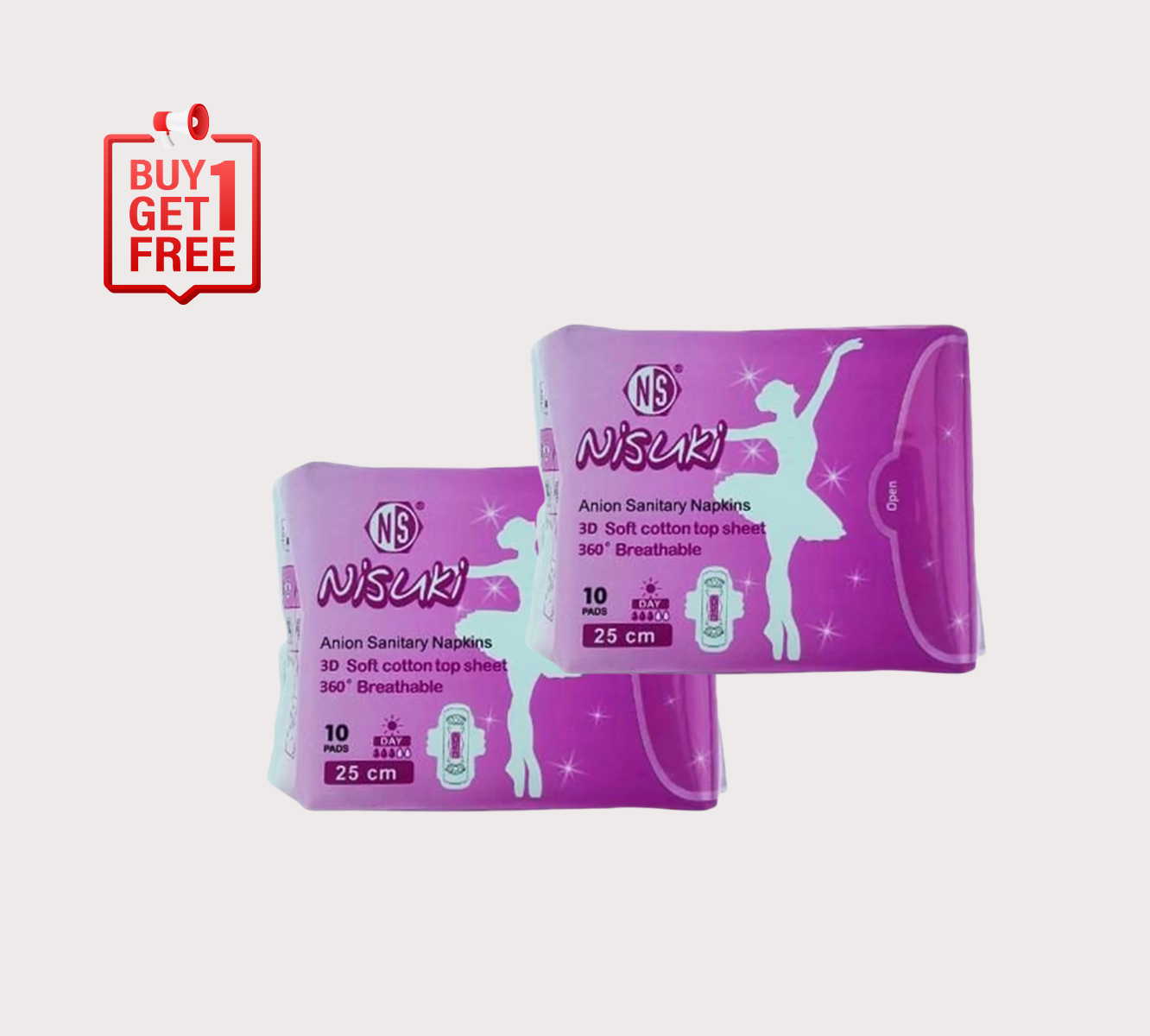 Buy 1 Get 1 Free ผ้าอนามัยไอออน สำหรับกลางวัน Nisuki Anion Sanitary Napkin DAY