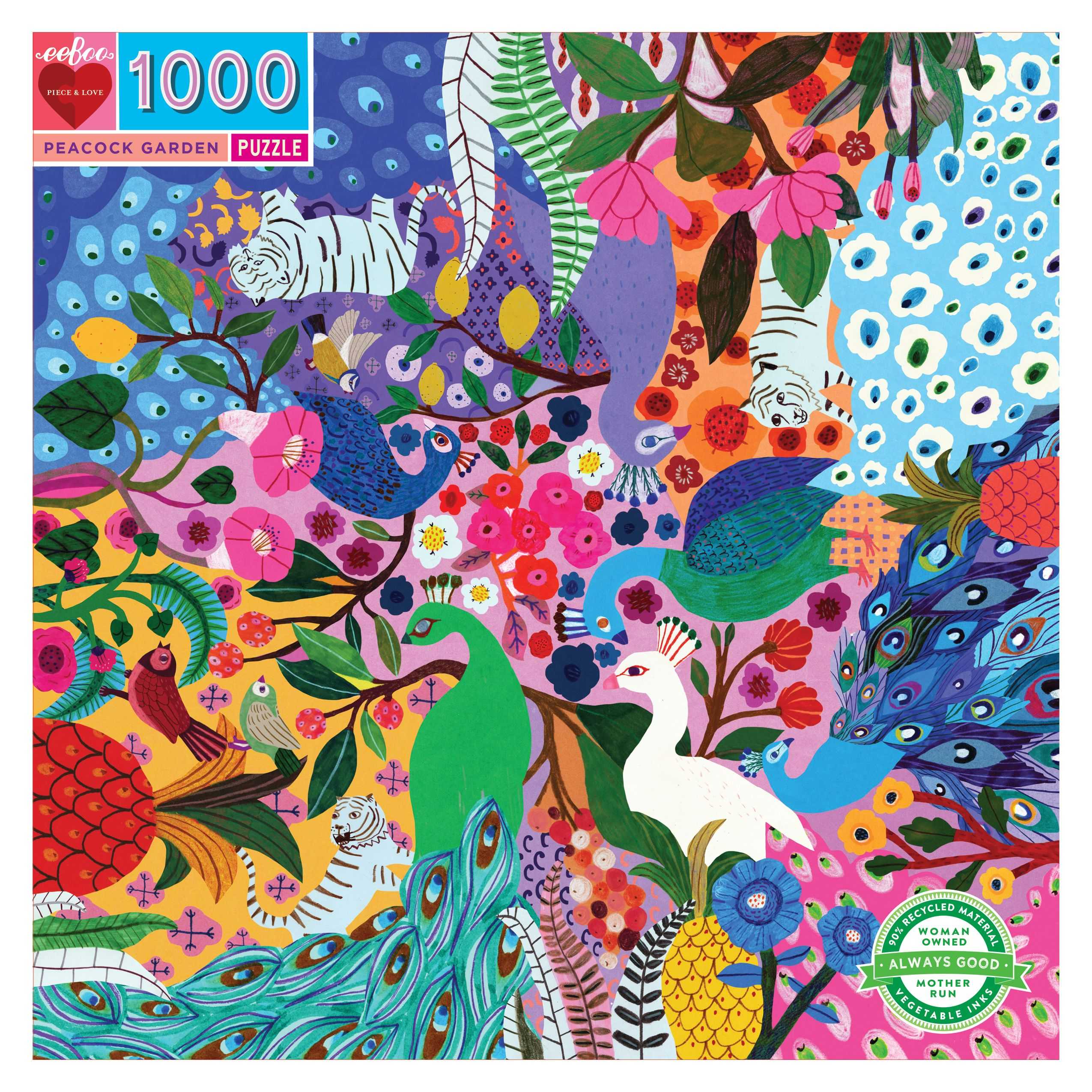 eeboo Peacock Garden 1000 Piece Puzzle
