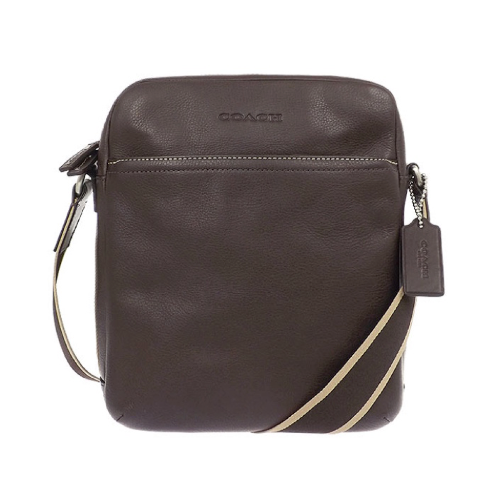 COACH แท้ COACH 70813 Men Heritage Web Leather Flight Bag Brown
