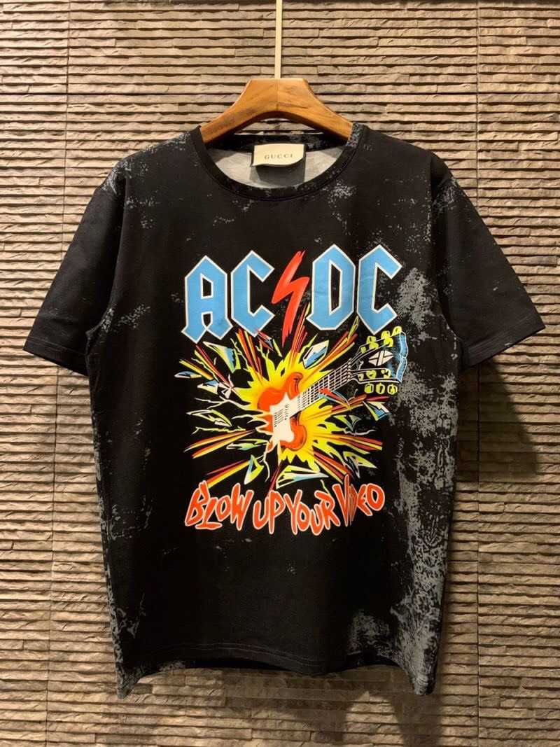 GUCCI BLACK ACDC PRINT TIE DYE COTTON T-SHIRT เสื้อยืดกุชชี่ เอซีดีซี