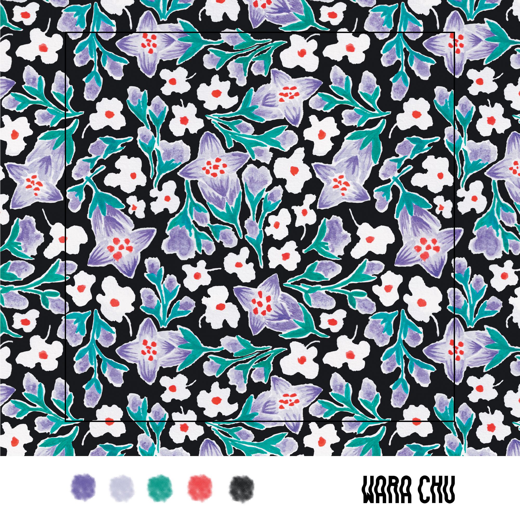 0011  ลายดอกมะเขือ  ไฟล์ลายผ้า ลายต่อเนื่อง repeat pattern