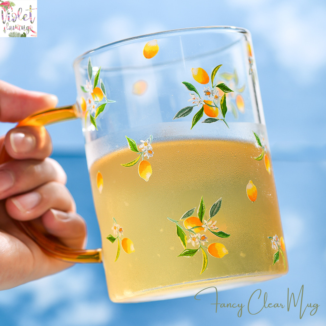 แก้วน้ำ/แก้วใสมีมือจับ รุ่น Fancy Clear Mug มี 5 ลาย