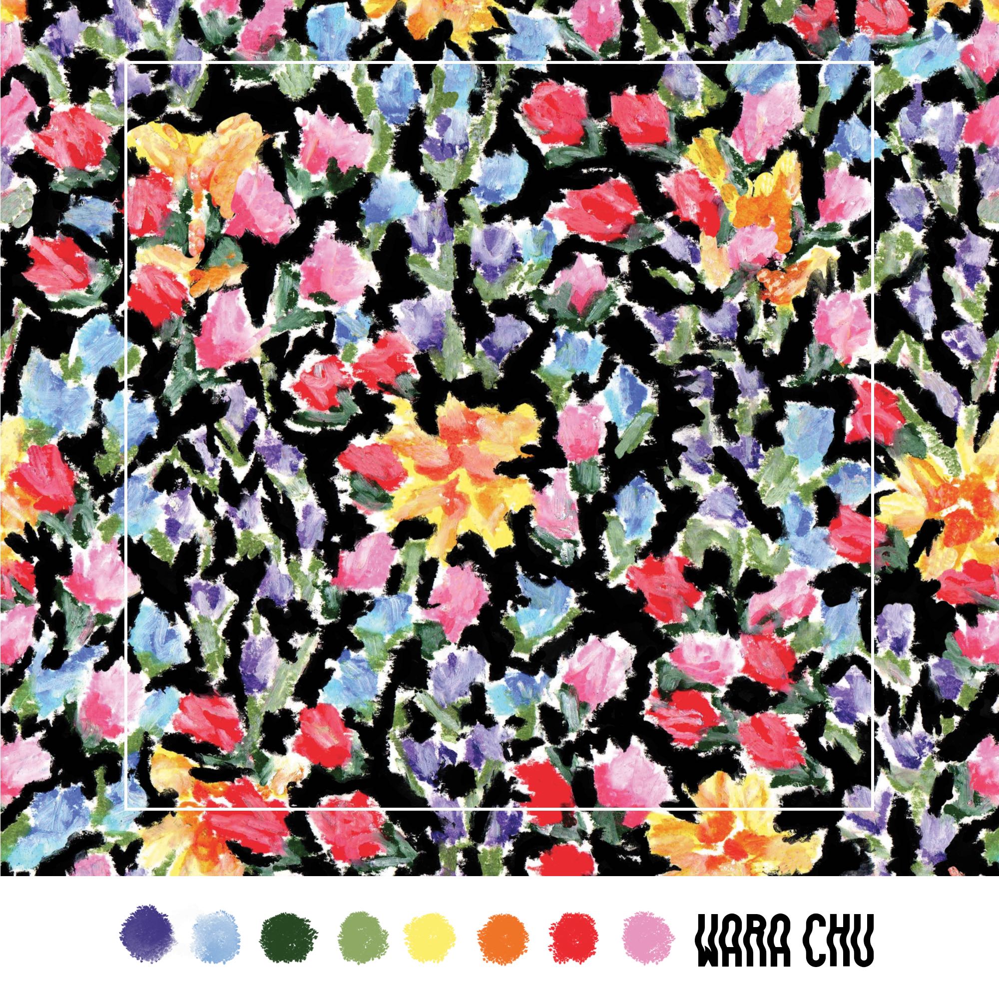 0013 ลาย 0il pastel bloom paint on black ไฟล์ลายผ้า ลายต่อเนื่อง repeat pattern