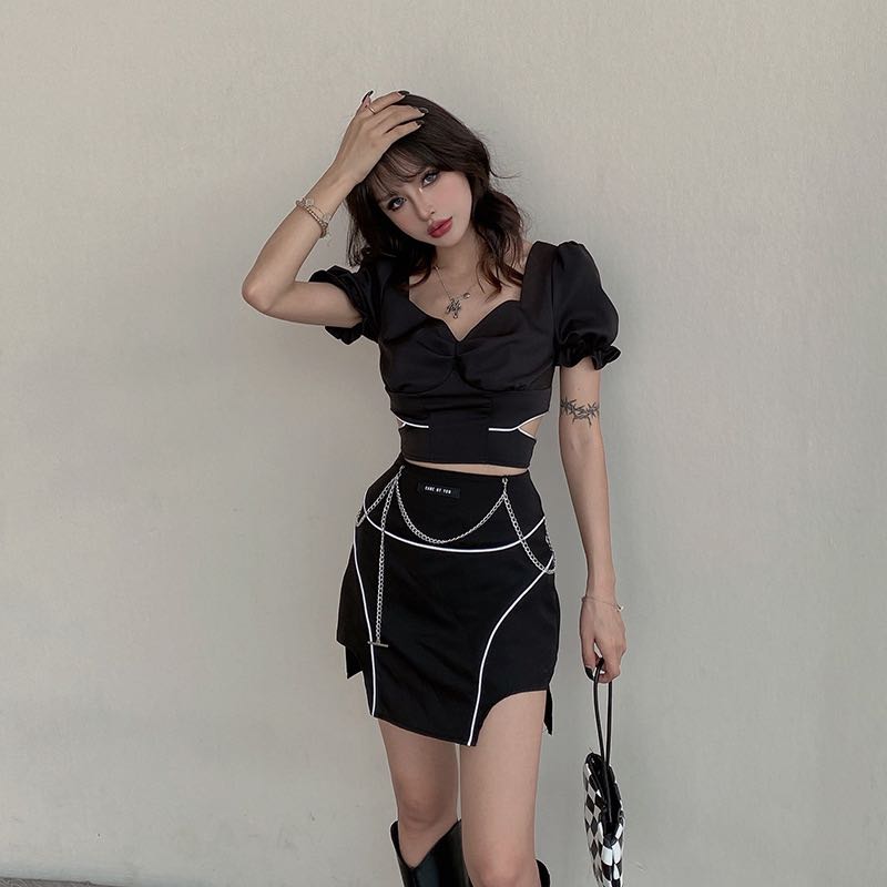 พร้อมส่ง🖤[G4]ชุดเซ็ตเสื้อ+กระโปรง