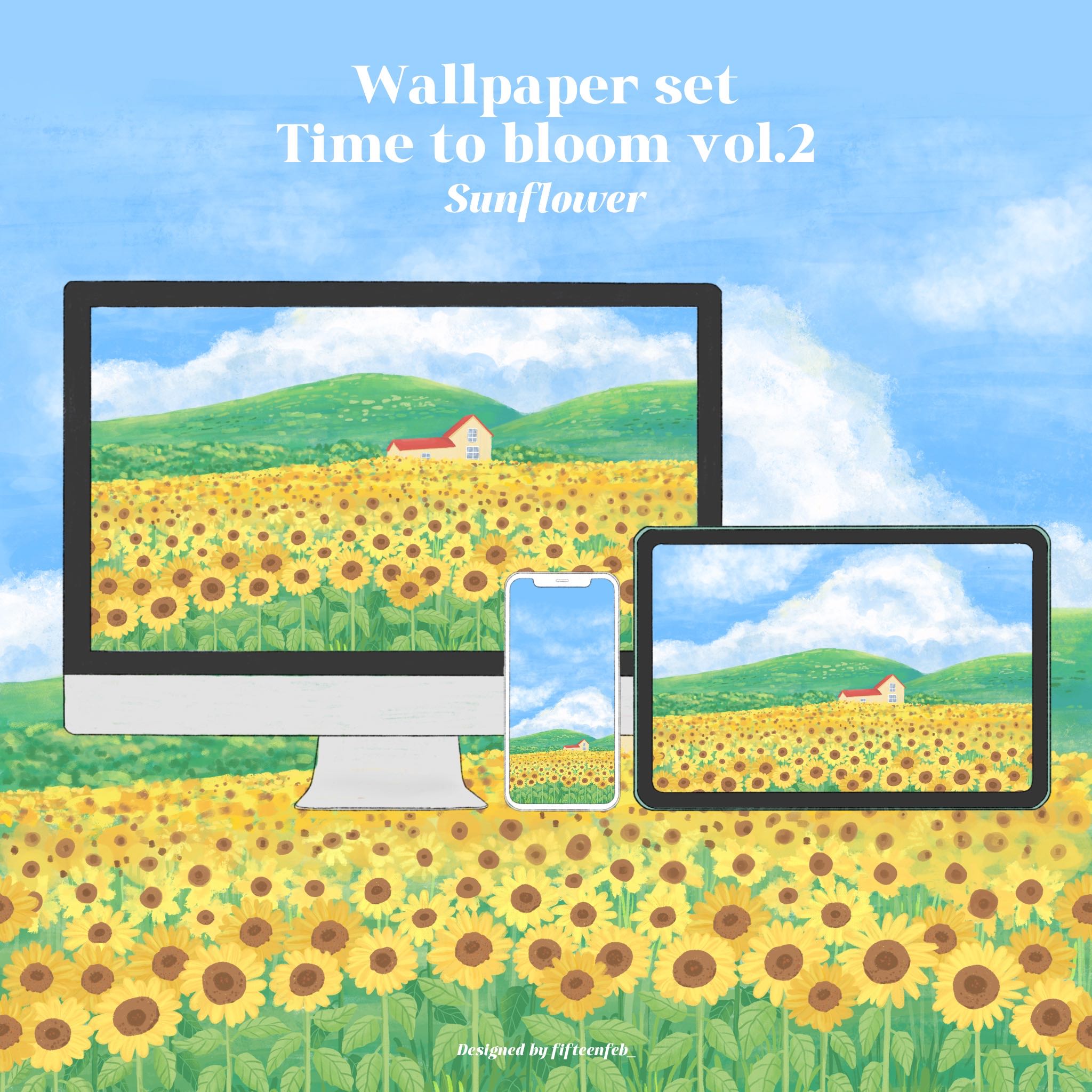 Wallpaper set Sunflower