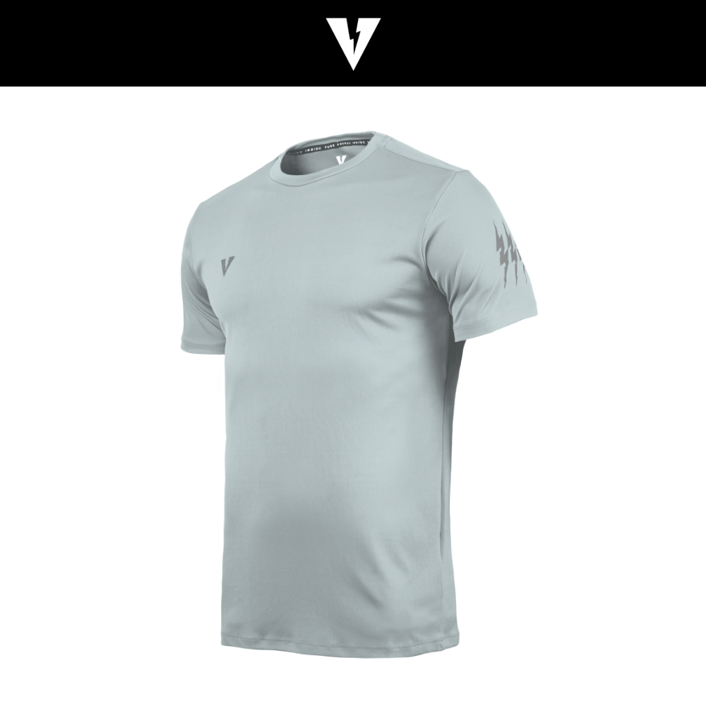 VOLT ACCE 004 TRAINING SHIRTS LITE GREY เสื้อกีฬาเทรนนิ่ง แขนสั้น ออกกำลังกาย สีเทาอ่อน