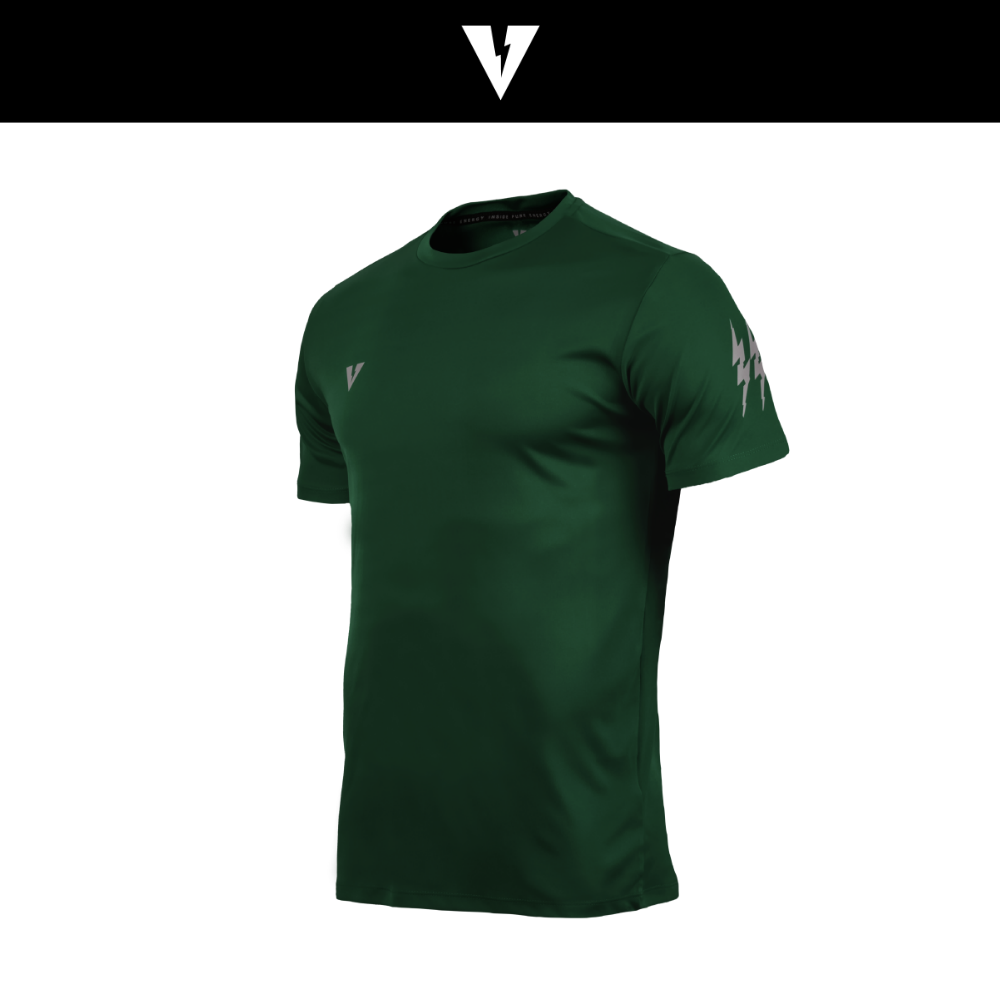 ACCE 004 TRAINING SHIRTS GREEN เสื้อกีฬาเทรนนิ่ง แขนสั้น ออกกำลังกาย สีเขียวเข้ม
