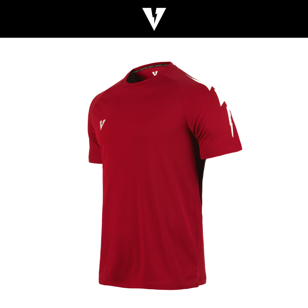 VOLT  VECTOR 001 TRAINING SHIRTS RED เสื้อกีฬาเทรนนิ่ง แขนสั้น ออกกำลังกาย สีแดง