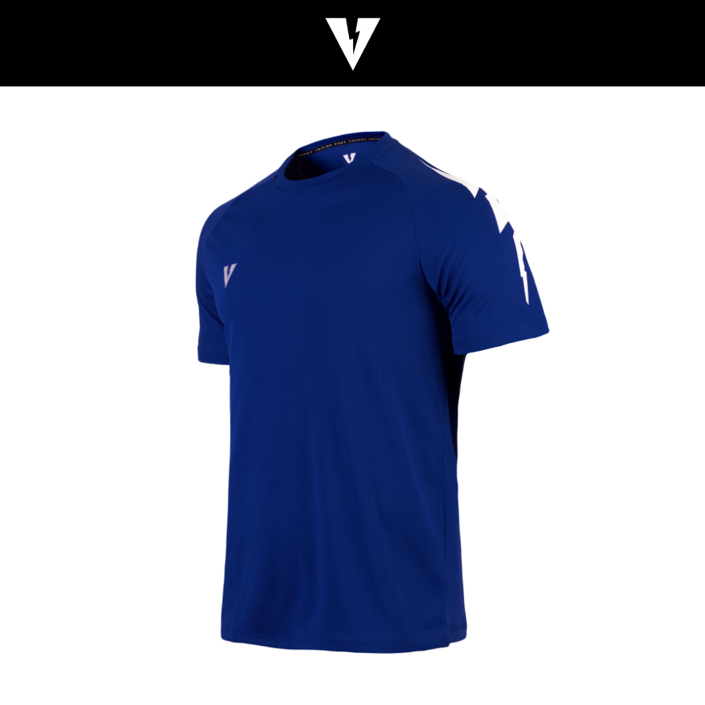 VOLT VECTOR 001 TRAINING SHIRTS BLUE  เสื้อกีฬาเทรนนิ่ง แขนสั้น ออกกำลังกาย สีน้ำเงิน