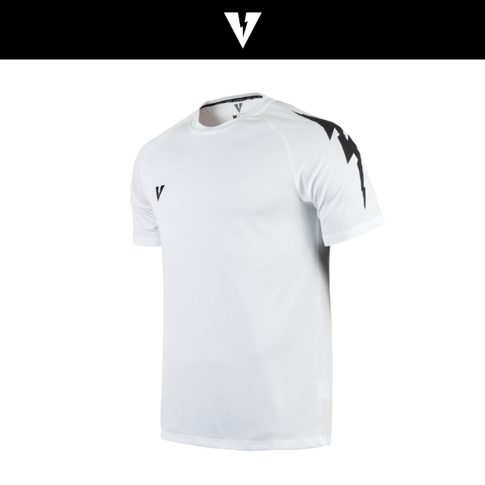 VOLT VECTOR 001 TRAINING SHIRTS WHITE เสื้อกีฬาเทรนนิ่ง แขนสั้น ออกกำลังกาย สีขาว