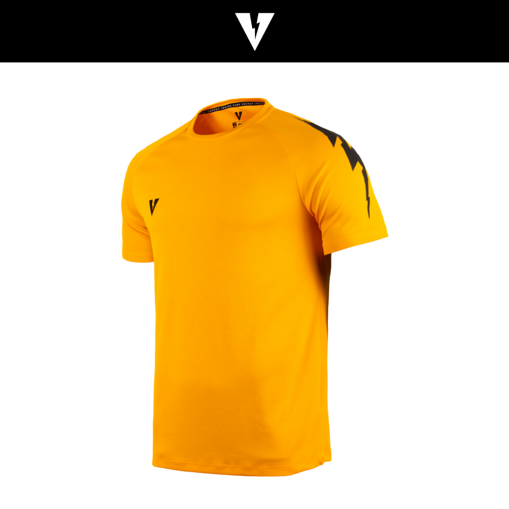 VOLT VECTOR 001 TRAINING SHIRTS YELLOW เสื้อกีฬาเทรนนิ่ง แขนสั้น ออกกำลังกาย สีเหลือง