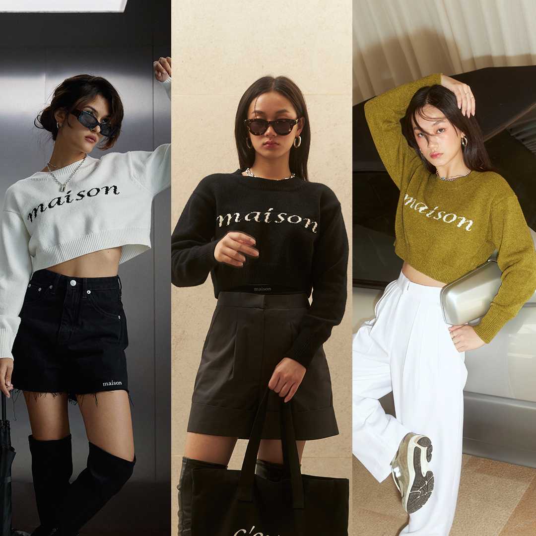 maison KEEPS | Koko Knitted Pullover | เสื้อแขนยาวไหมพรม ทรงครอป ทอโลโก้