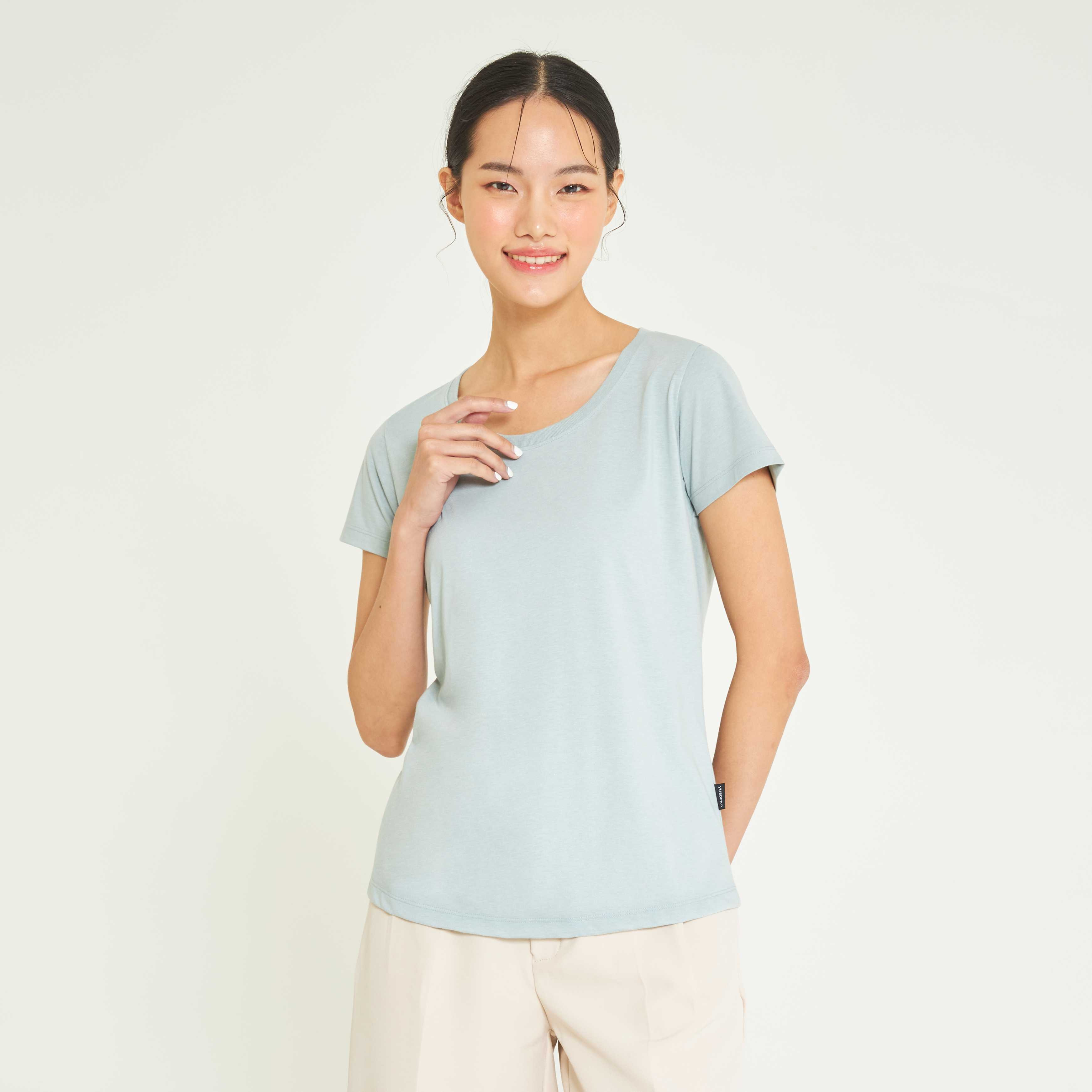 Yuedpao เสื้อยืดผู้หญิงคอกลม Women_คอกลม_Blue Lagoon