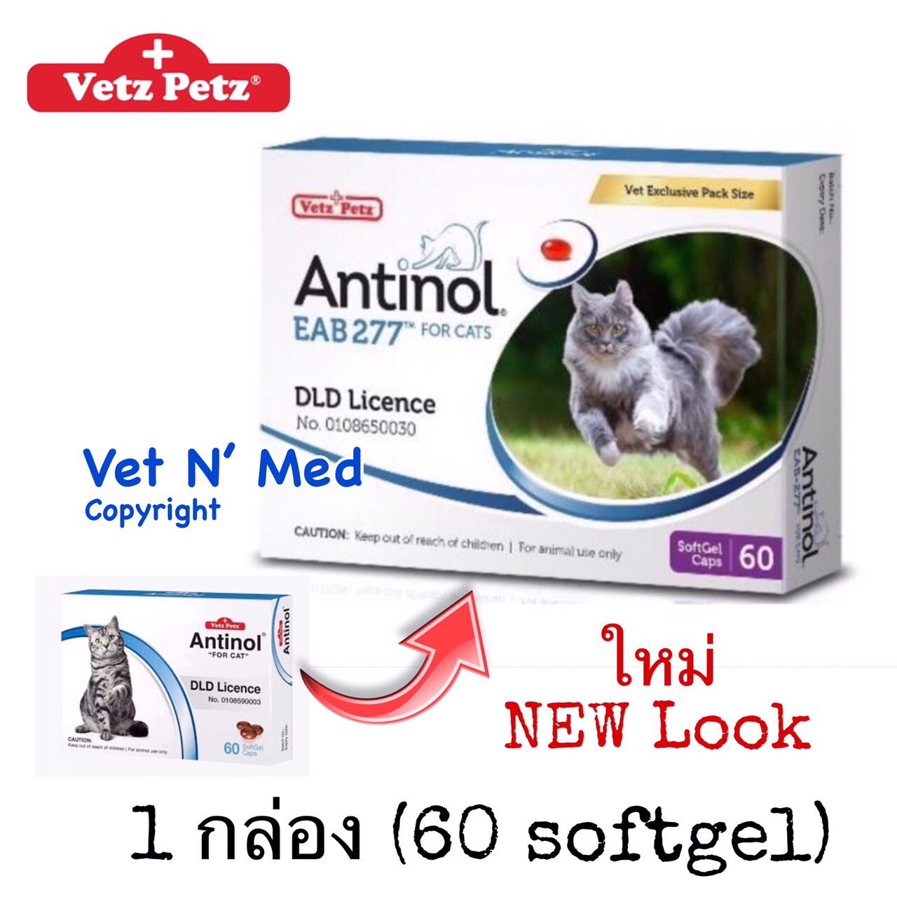 ส่งฟรี Antinol Cat EAB-277 แมว exp.7/2024 (60 softgel caps) for cat บำรุงข้อ กระดูก ผิวหนัง