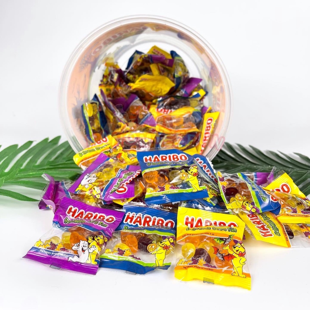 ทุกคนนนนนนน เยลลี่ HARIBO เค้ามีแบบถังด้วยนะ  เค้าออกมาในแพ็คเก็จถังฮาโลวีน น่ารักมาก   ขนาด 980 กร
