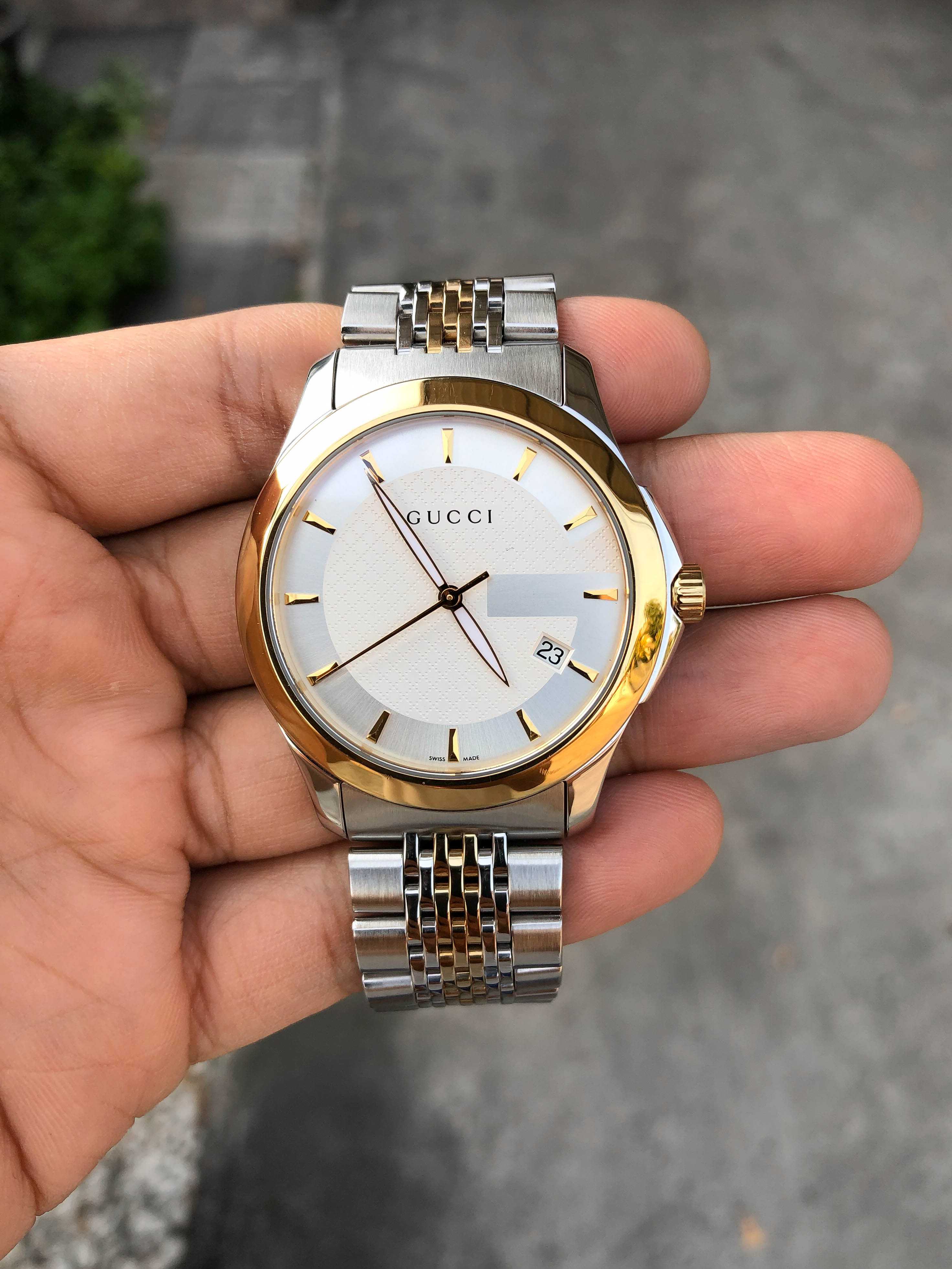 Gucci G-Timeless 2tone King Size Quartz Silver Dial