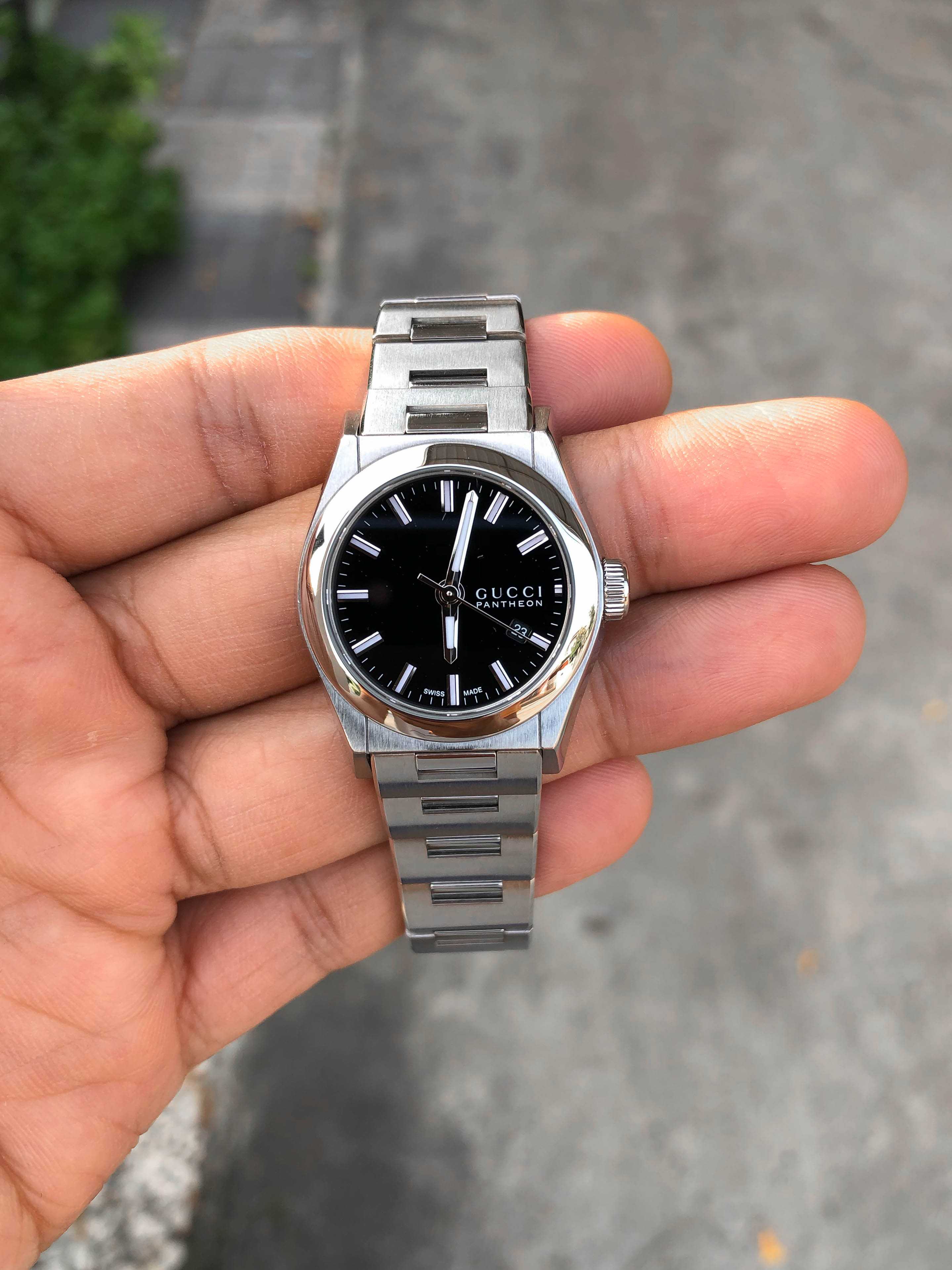 Gucci Pantheon Date Lady Size Quartz หน้าดำ