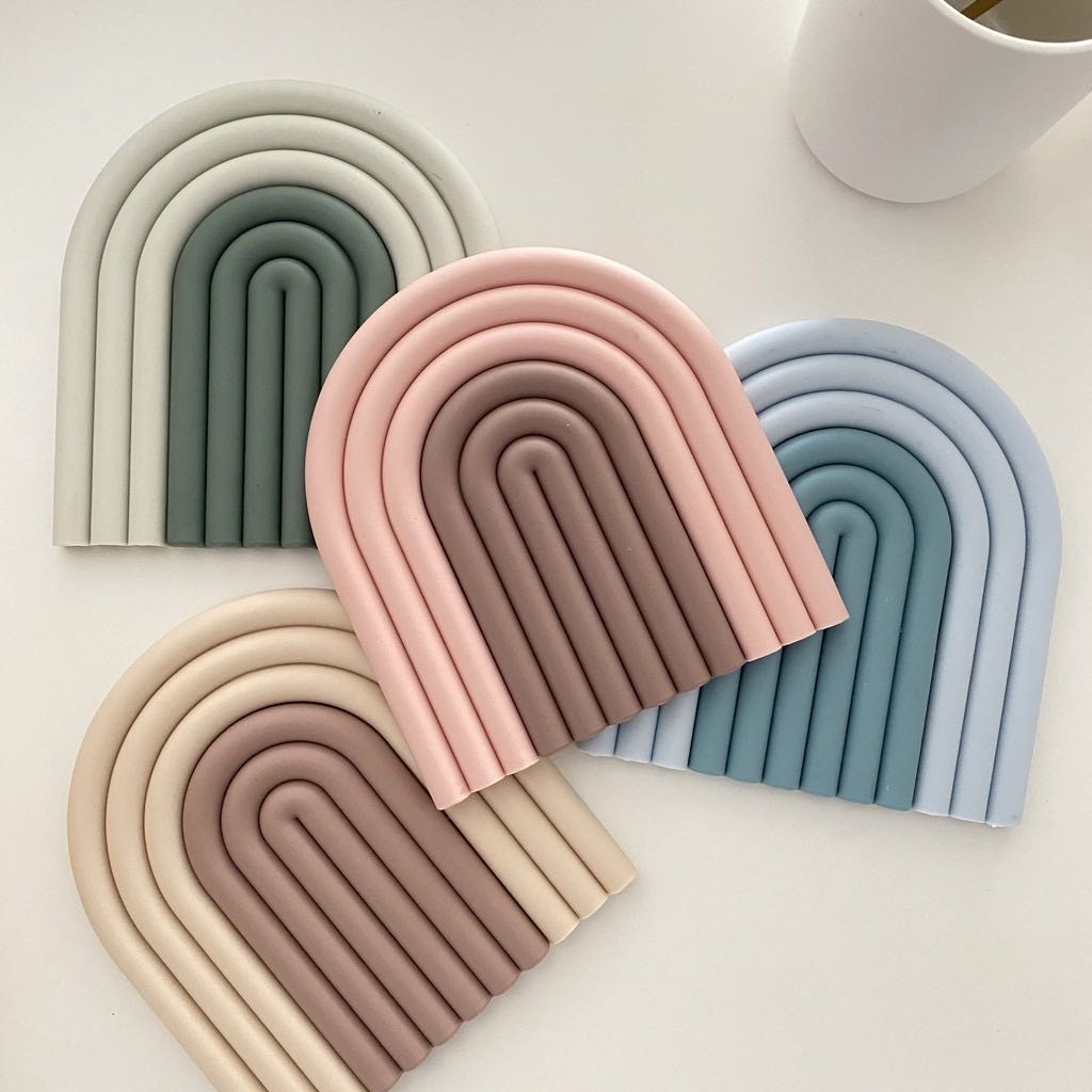 ☕️ แผ่นรองแก้ว 🍽️แผ่นรองจาน 🌈 สีพาสเทล มินิมอล