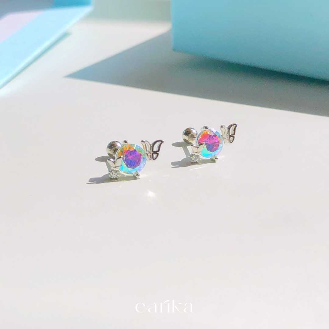 earika.earrings - twin hologram buttie piercing จิวหูผีเสื้อโฮโลแกรม (ราคาต่อชิ้น)