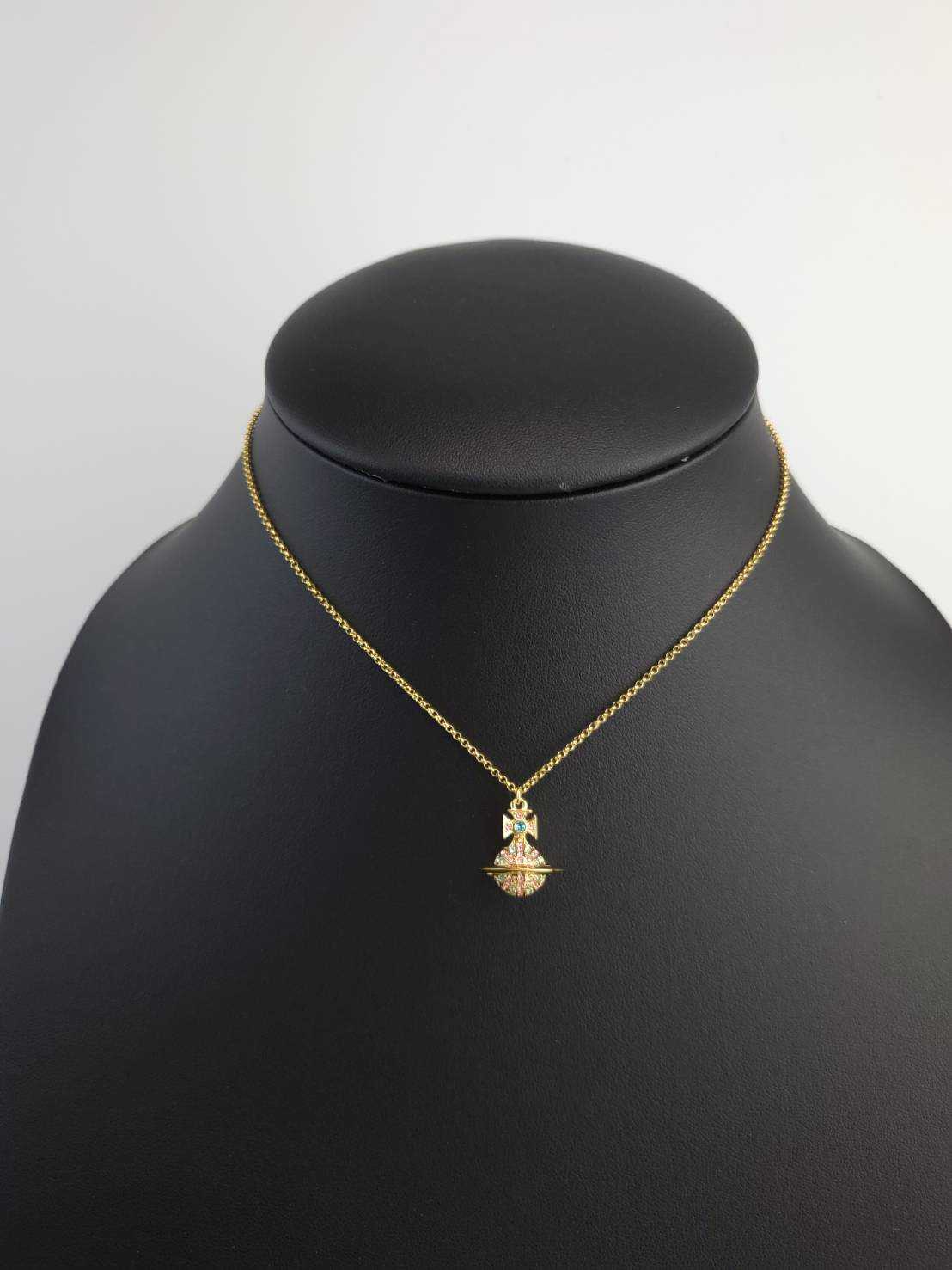 สร้อยคอ Vivienne Westwood Necklace รุ่น Jack Small Orb Pendant สี Aquamarine/Light Rose Crystal