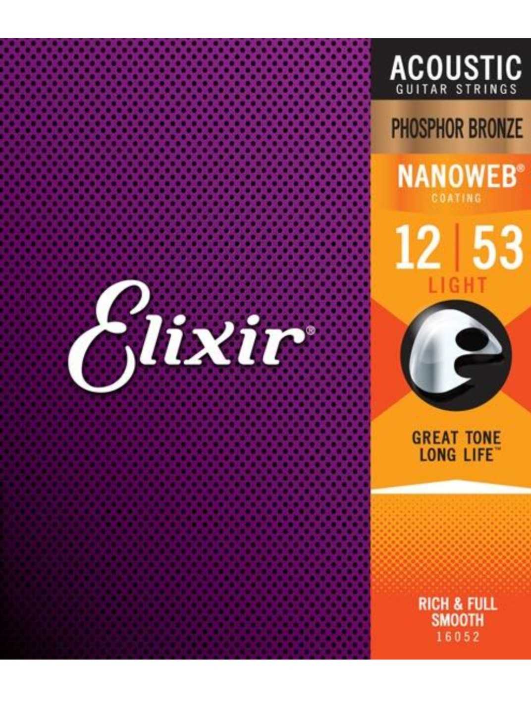 ELIXIR STRINGS PHOSPHOR BRONZE NANOWEB 12-53