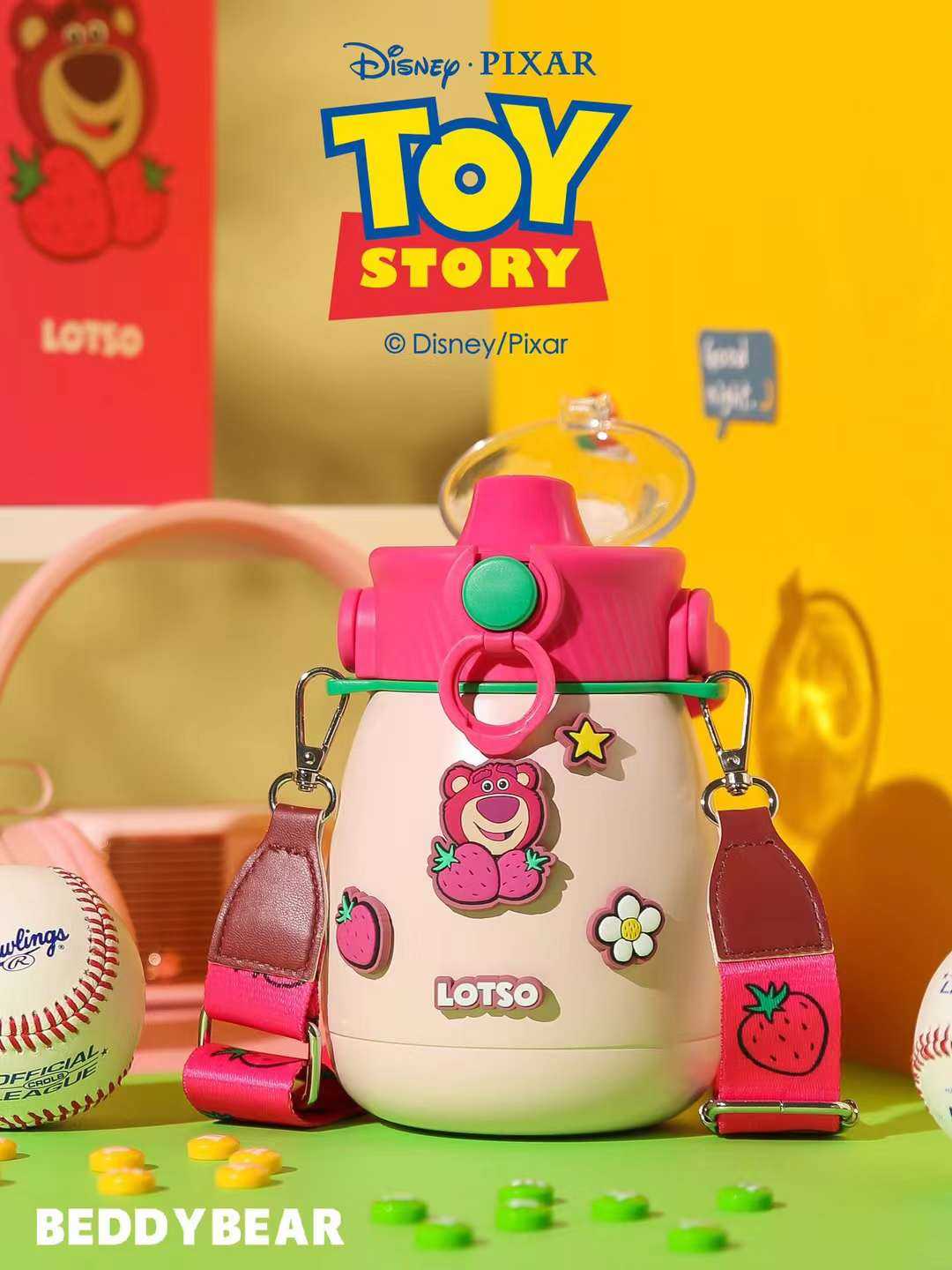 BeddyBearXToy Story กระติกน้ำสูญญากาศสแตนเลส ฝายกดื่ม เก็บอุณหภูมิ พร้อมสายสะพาย BB010STS-002LS