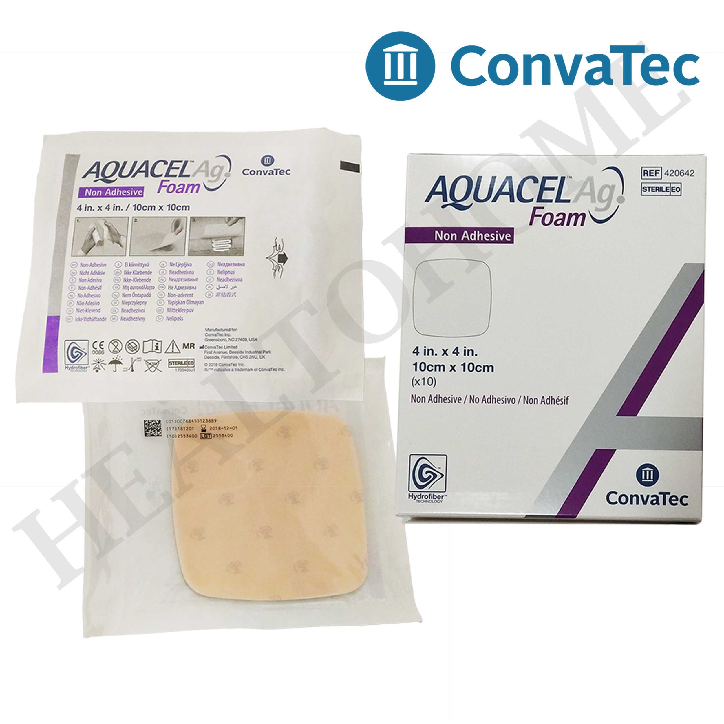 Aquacel Ag Foam Non-adhesive แผ่นแปะแผลกดทับ 10x10 ซม.