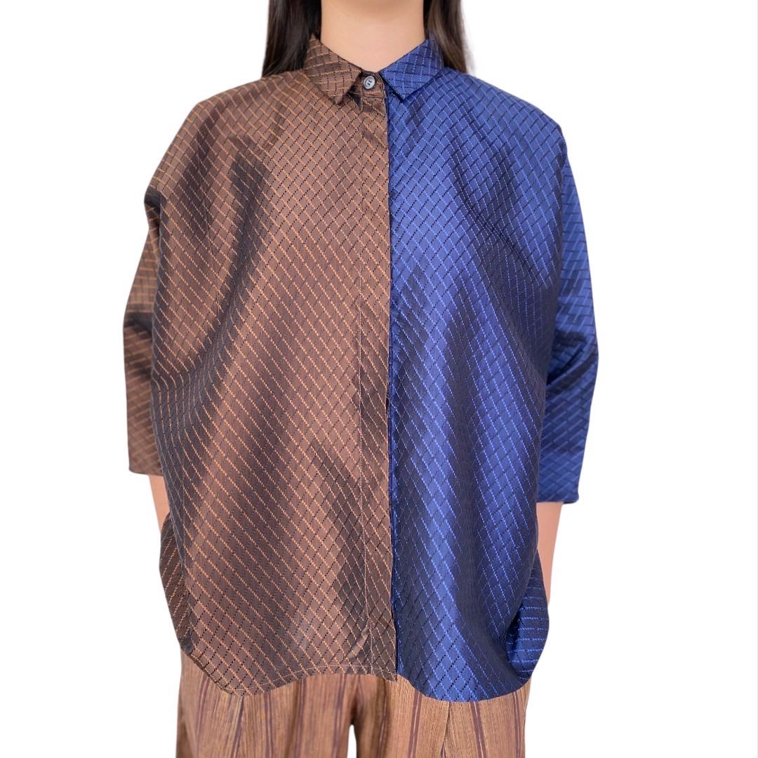 New two-tone silk shirt