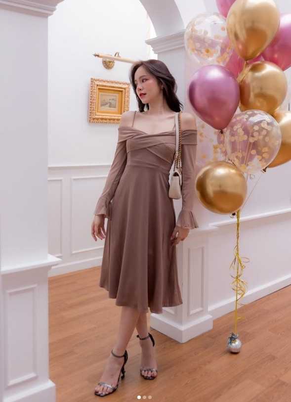 Luvette Dress สีน้ำตาล Size S Joobsstudio