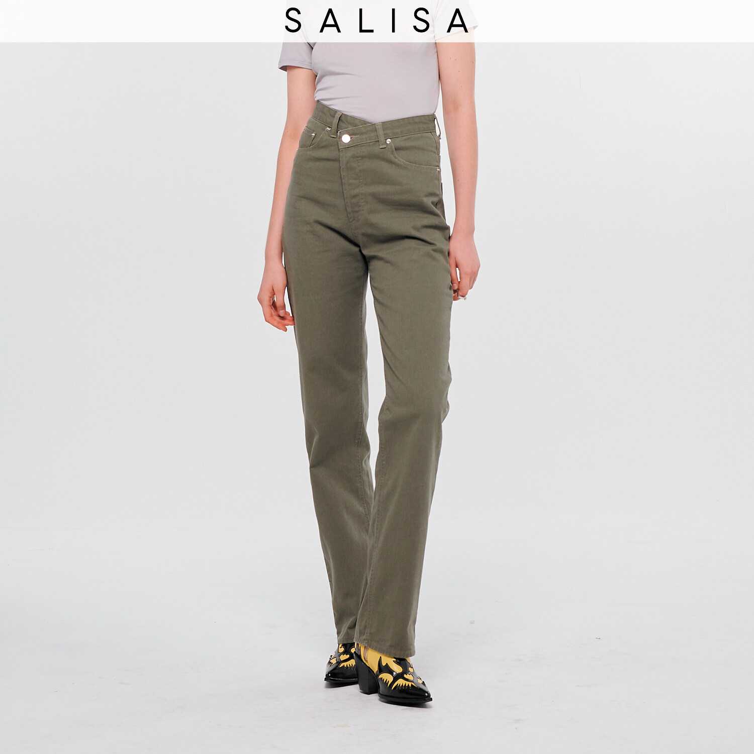 JEANS OVERLAP High Waist Army Green
