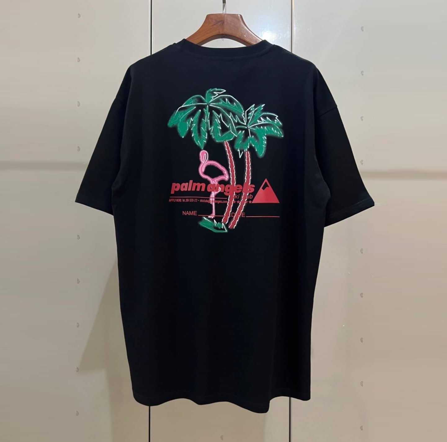 PALM ANGELS SKI CLUB LOGO-PRINT T-SHIRT เสื้อยืดคอกลมแขนสั้น แบรนด์ปาล์มแองเจิล