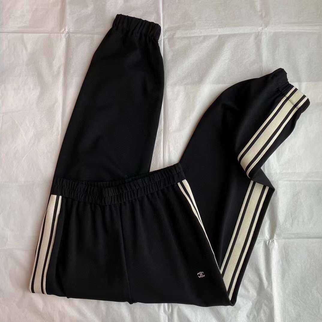 CELINE TRIOMPHE EMBROIDERED LOGO STRIPE PANTS กางเกงวอร์มขายาว เอวยางยืด แบรนด์ซีลีน
