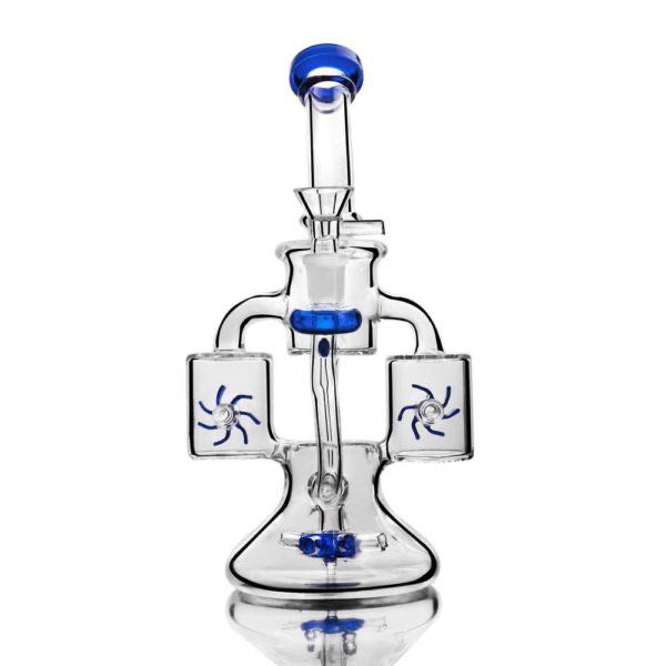 Double Propeller Dual Recycler Glass Bong | 26 cm