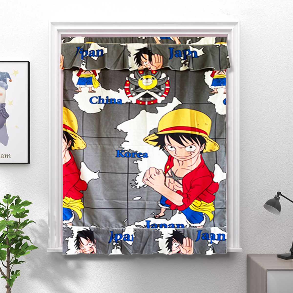 ม่านหน้าต่าง บานเดี่ยว ผ้าม่านหน้าต่าง  ลายการ์ตูน ขนาดกว้าง 80เซน x  สูง 140เซน