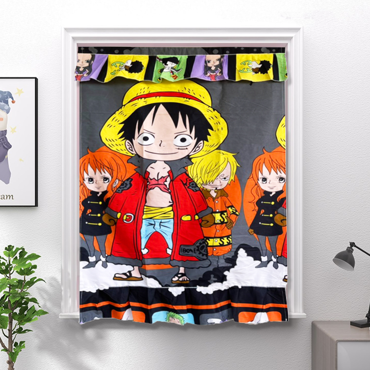 ม่านหน้าต่าง บานเดี่ยว ผ้าม่านหน้าต่าง  ลายการ์ตูน ขนาดกว้าง 80เซน x  สูง 140เซน