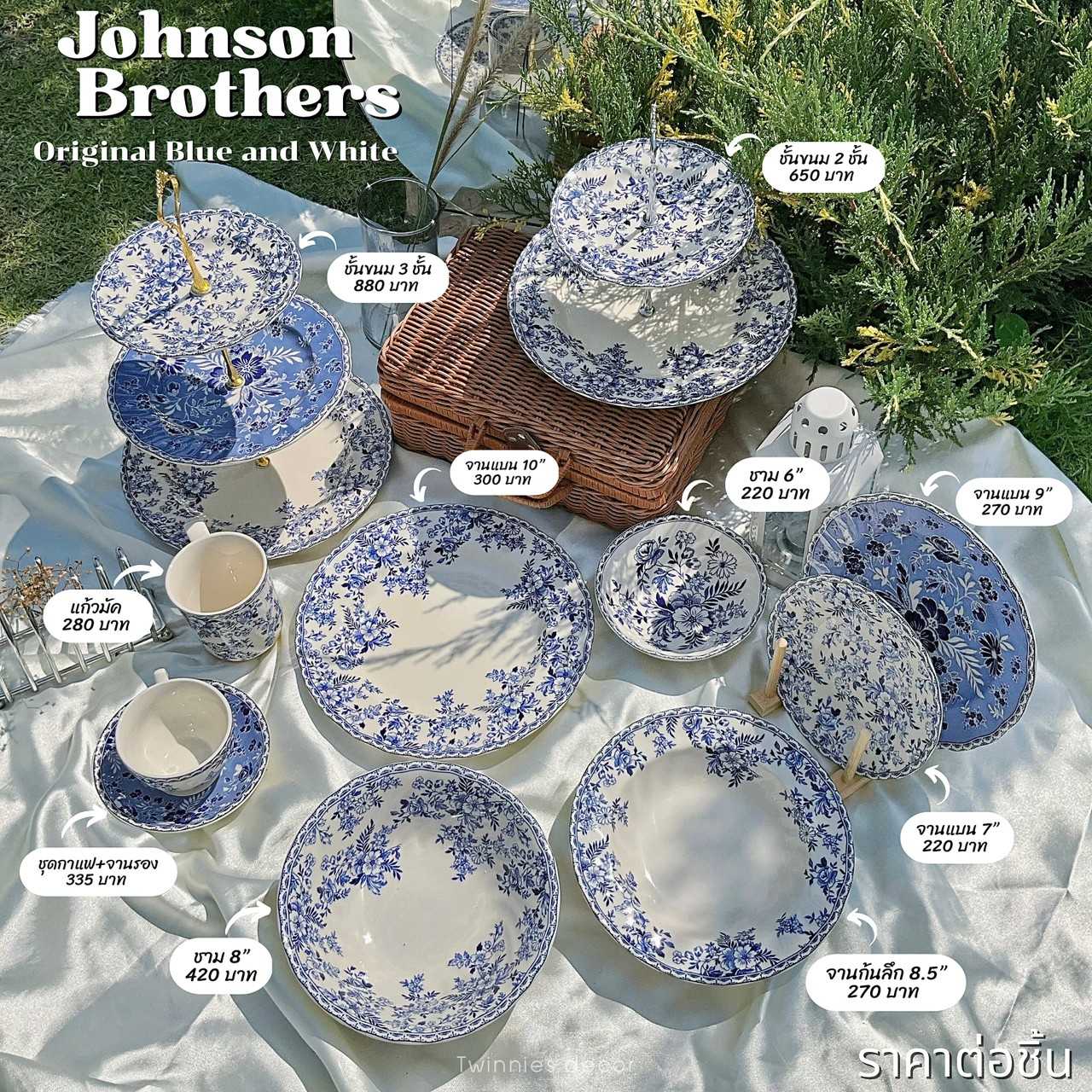 Johnson Brother Original Blue and White Twinnies Decor